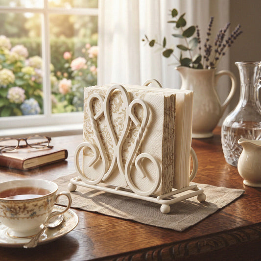 Cream Metal Napkin Holder | De Lis