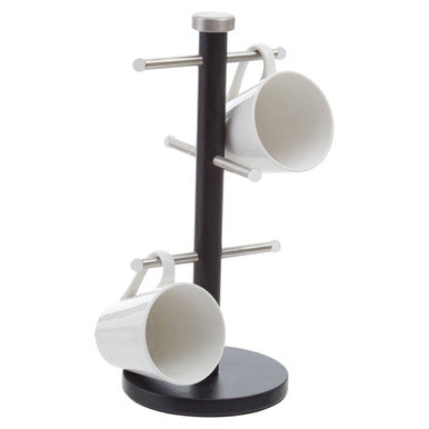 Hirano Matt Black Metal 6 Cup Mug Tree