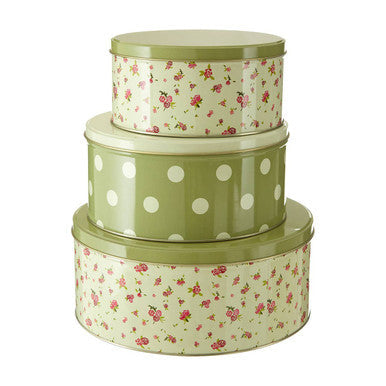 Rose Cottage Set Of Three Round Storage Tins
