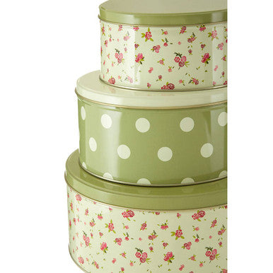 Rose Cottage Set Of Three Round Storage Tins