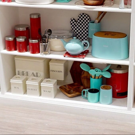 Red Enamel Tea Coffee And Sugar Set