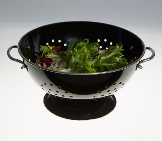 Hollis Retro Black Enamel Colander