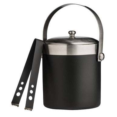 Mixology Ice Bucket with Tongs | Black Enamel