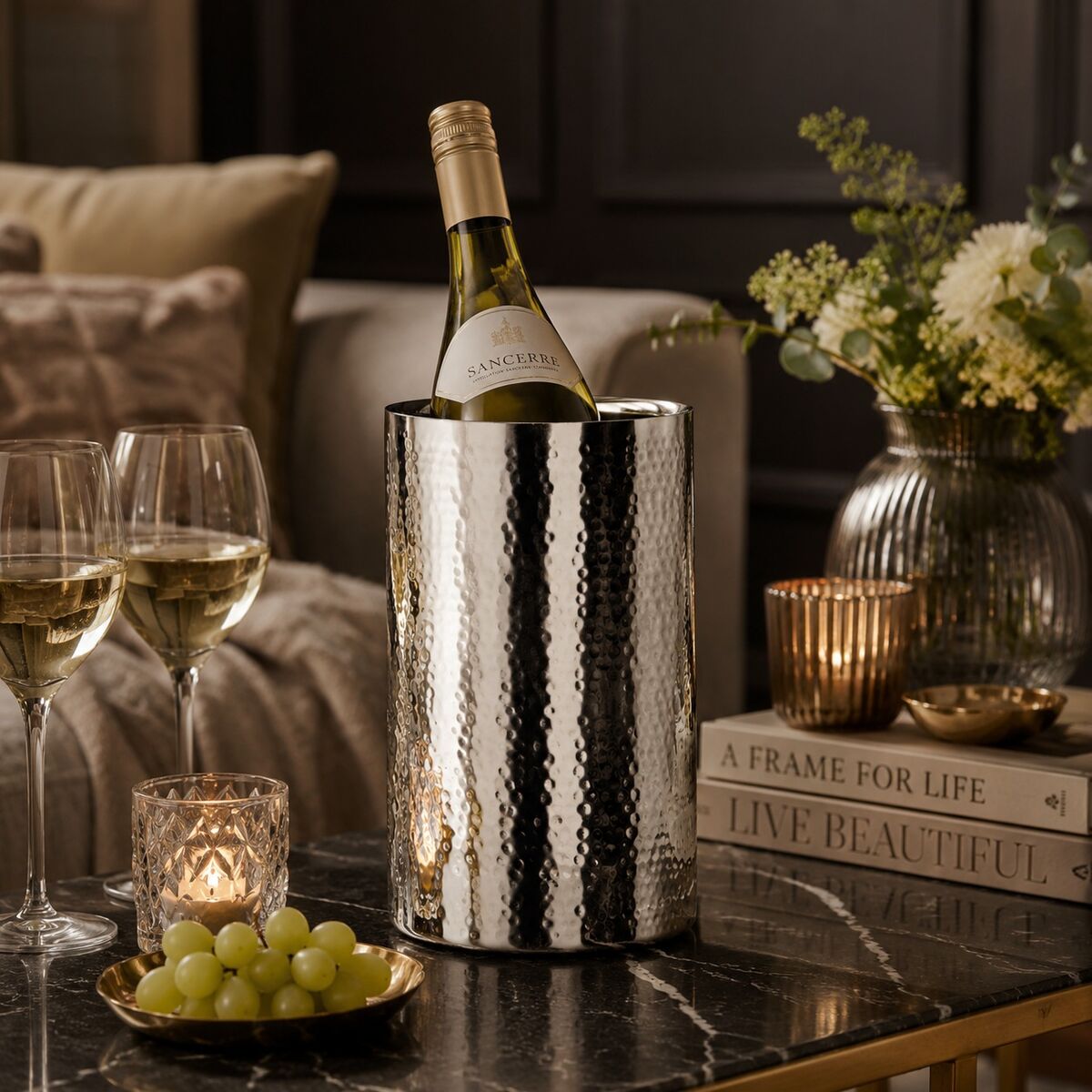 Stainless Steel Hammered Effect Wine Cooler | Martel