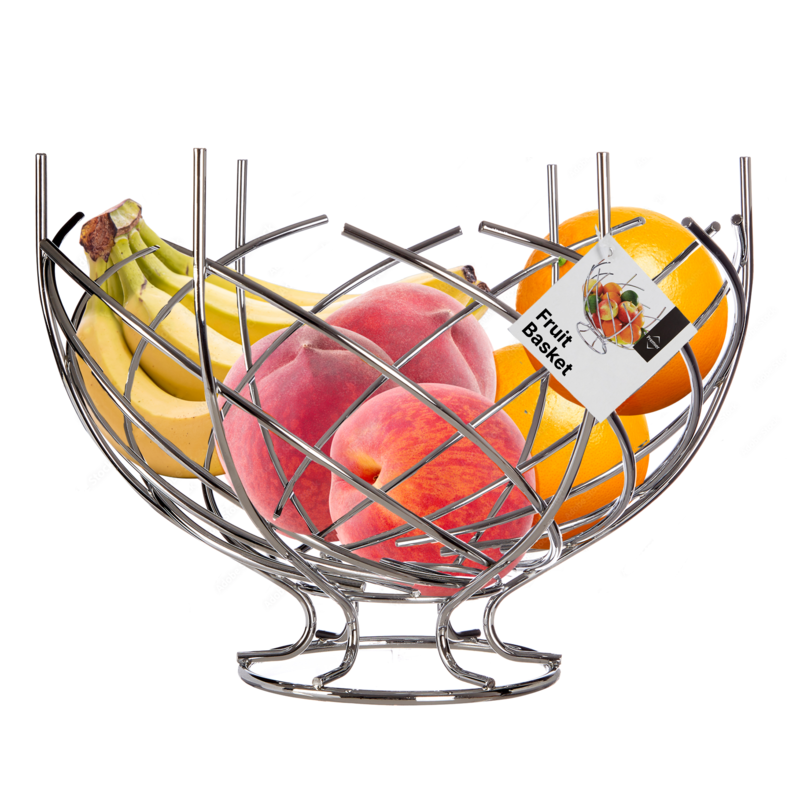 Nest Shape Chrome Fruit Basket | Spiral Fruit Bowl