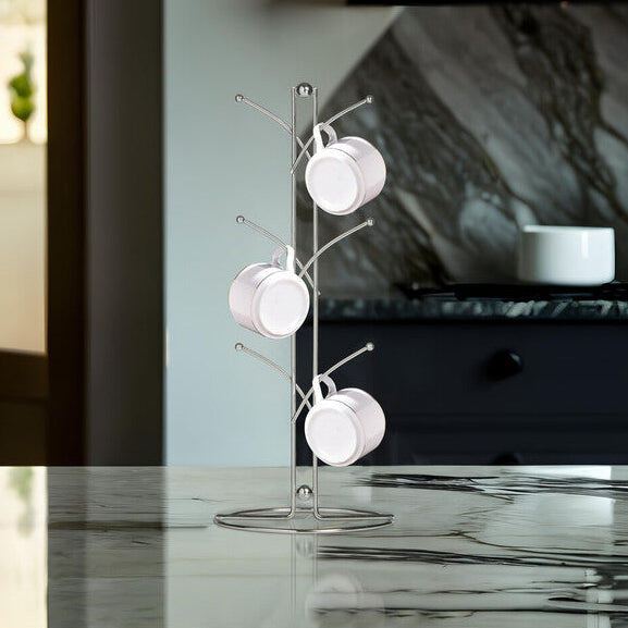Helix  Chrome 6 Cup Mug Tree