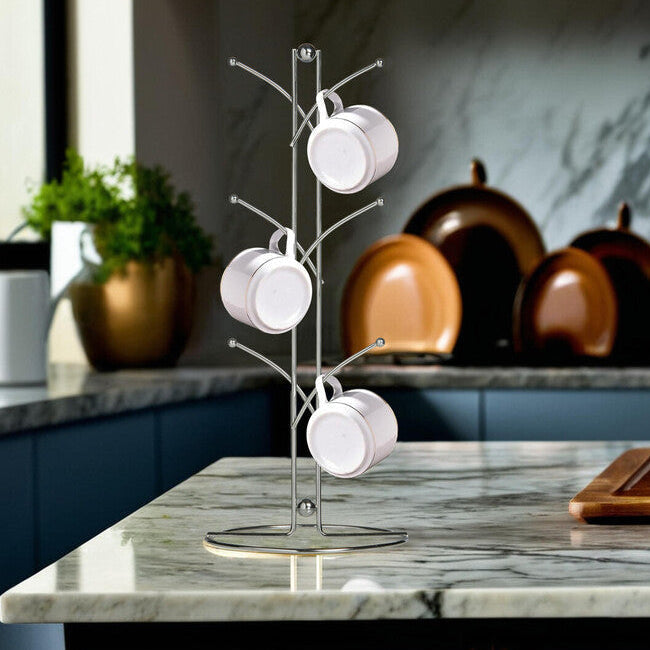 Helix  Chrome 6 Cup Mug Tree
