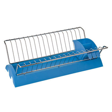 Laurie Blue Plastic And Chrome Wire Dish Drainer