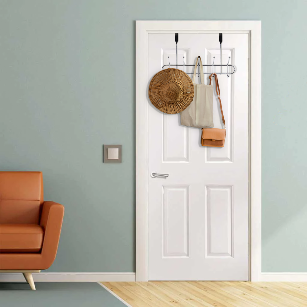 Deluxe Chrome 10 Hook Over Door Hanger | Chic