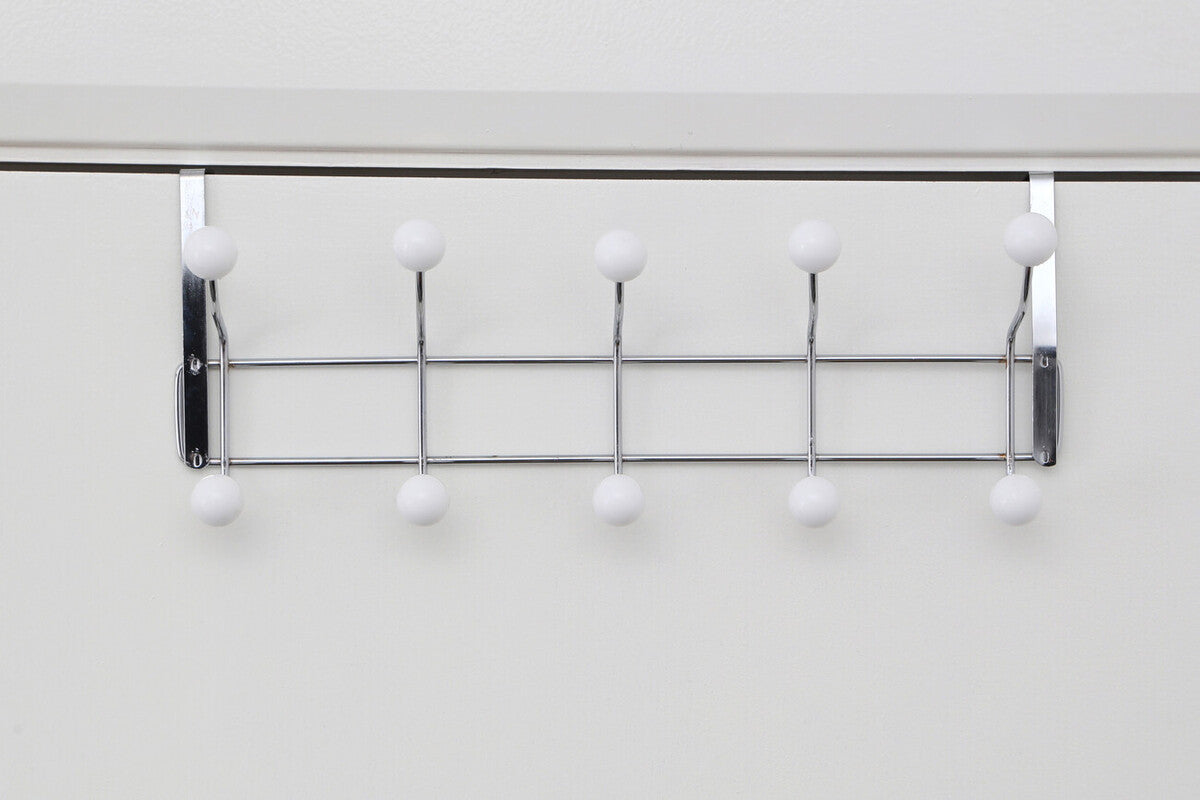 Jaxen Chrome Over Door Hanger with Ten Ball Hooks