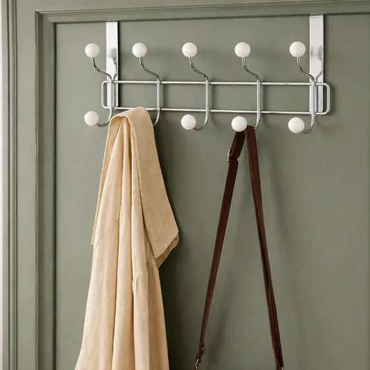 Jaxen Chrome Over Door Hanger with Ten Ball Hooks