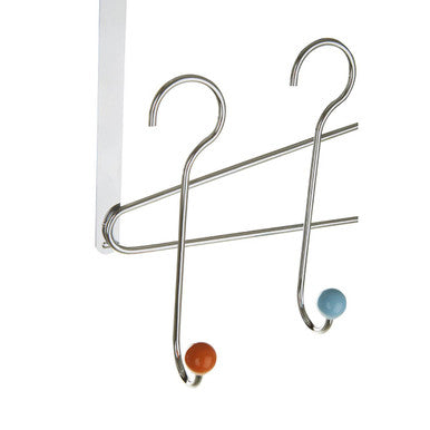 Jaxen Chrome 5 Hook Over Door Hanger With Multi Coloured Ceramic Balls