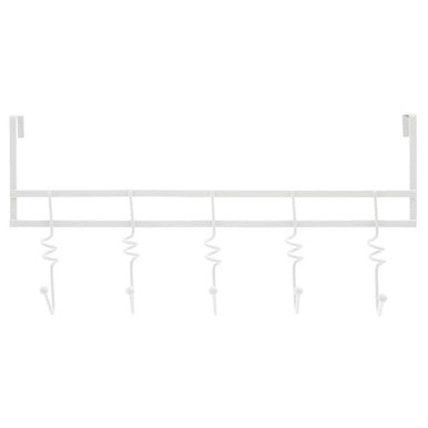 Jaxen Over Door White Hanger with Five Swirl Hooks