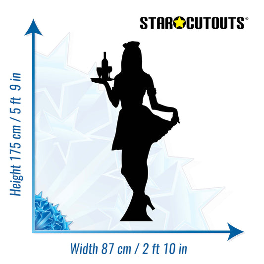 SC050 Waitress (Silhouette) Cardboard Cut Out Height 175cm