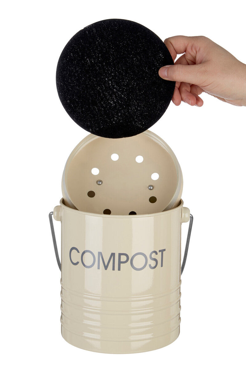 Cream Compost Bin With Handle