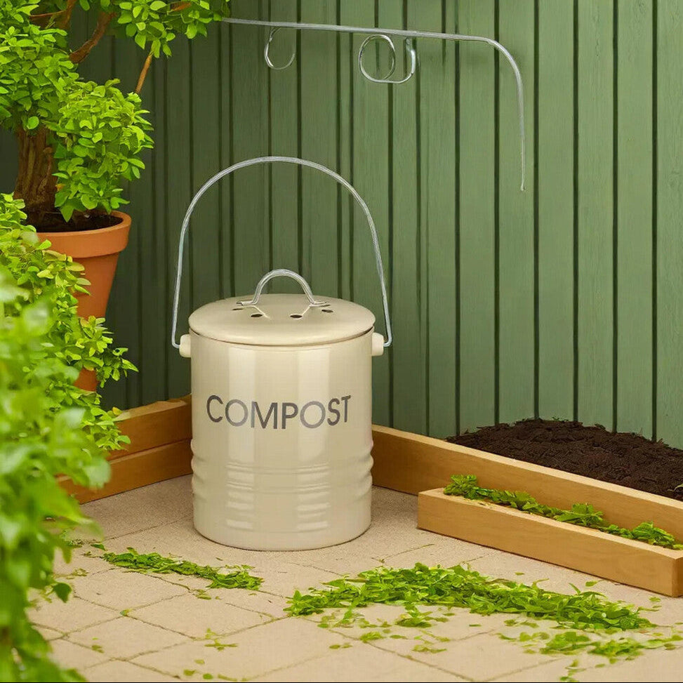 Cream Compost Bin With Handle