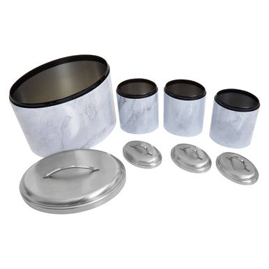 4 Piece Marble Effect Kitchen Storage Set | Easton