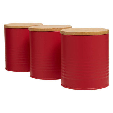 Set Of Three Alton Red Canisters