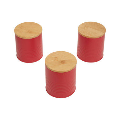 Set Of Three Alton Red Canisters