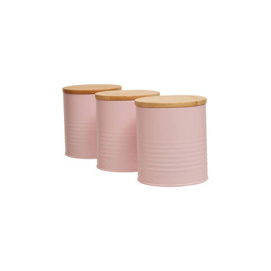 Set Of Three Alton Pink Cannisters