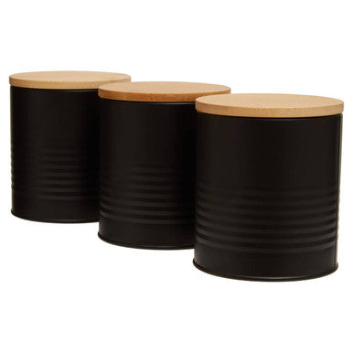 Set Of Three Alton Black Canisters