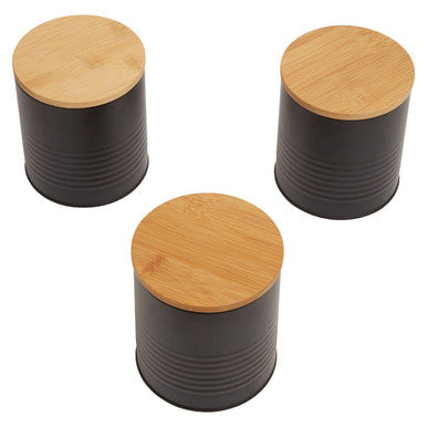 Set Of Three Alton Black Canisters