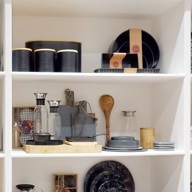 Set Of Three Alton Black Canisters