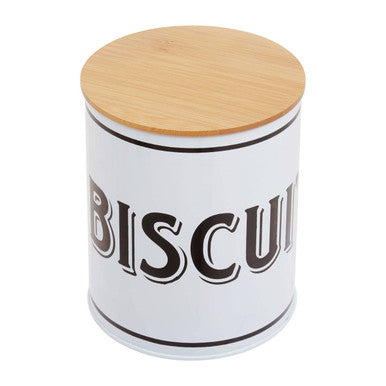 White Metal Biscuit Canister | Grocer
