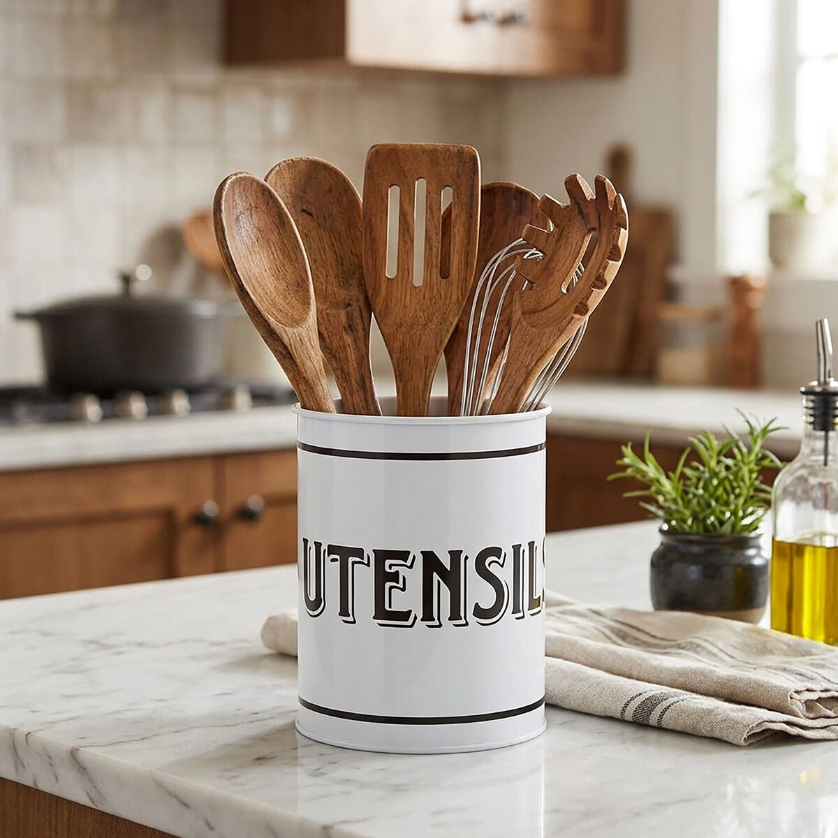 White Metal Utensil Holder | Grocer