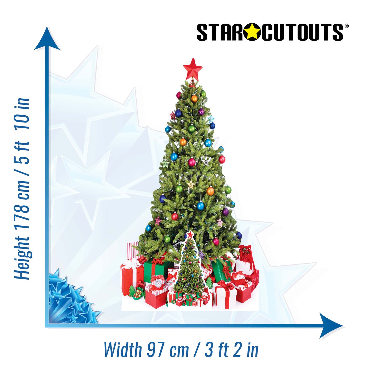 SC057 Christmas Tree Cardboard Cut Out Height 178cm