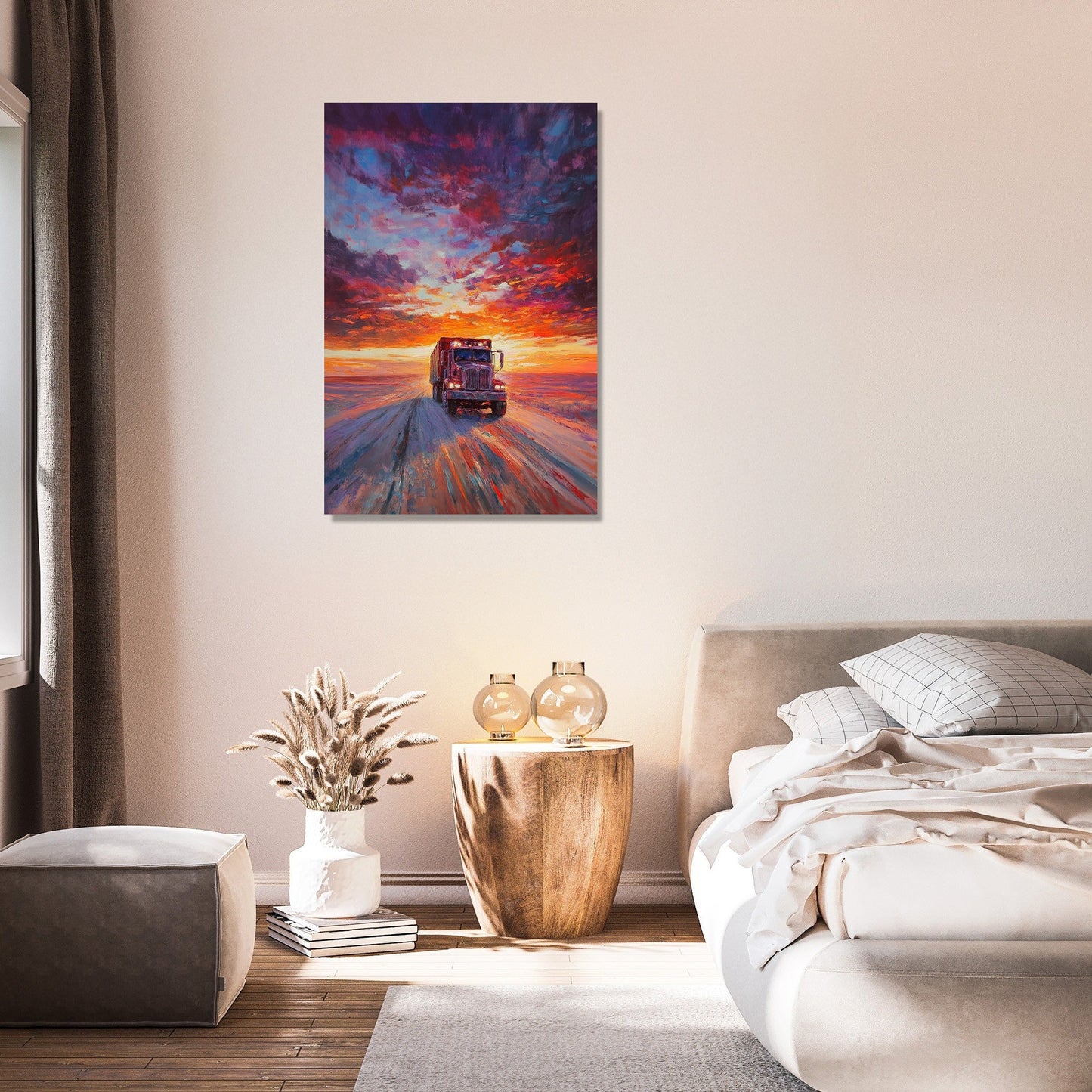 Desert Lorry Sunset Canvas