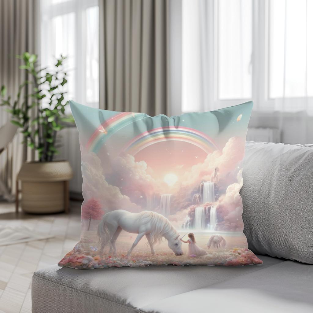 Enchanted Unicorn Meadow Cotton Cushion
