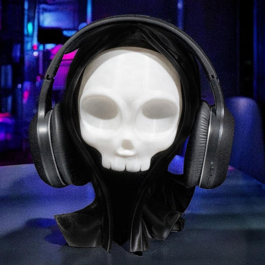 3D Printed Grinning Reaper Headphone Stand – Skull Desk Organizer