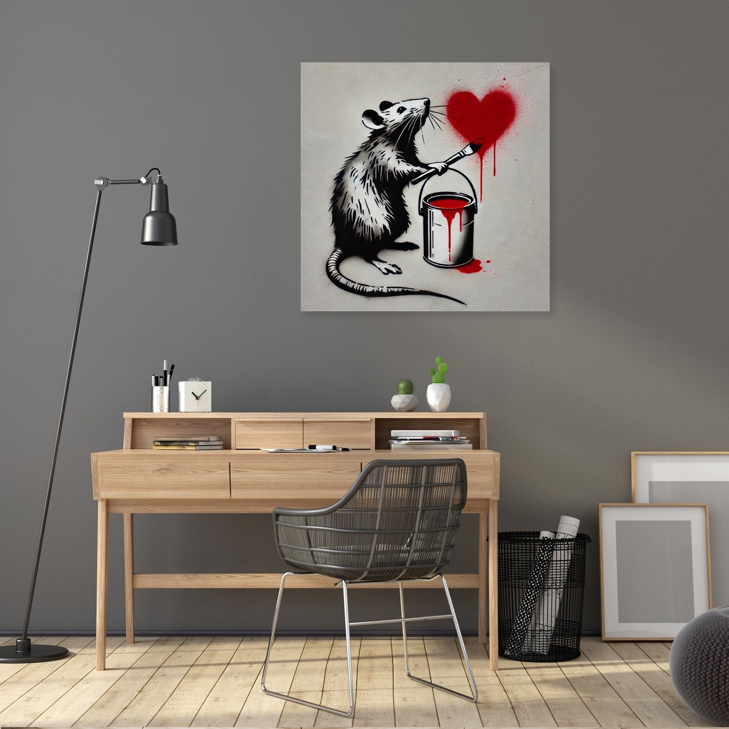 Red Heart Rat Canvas
