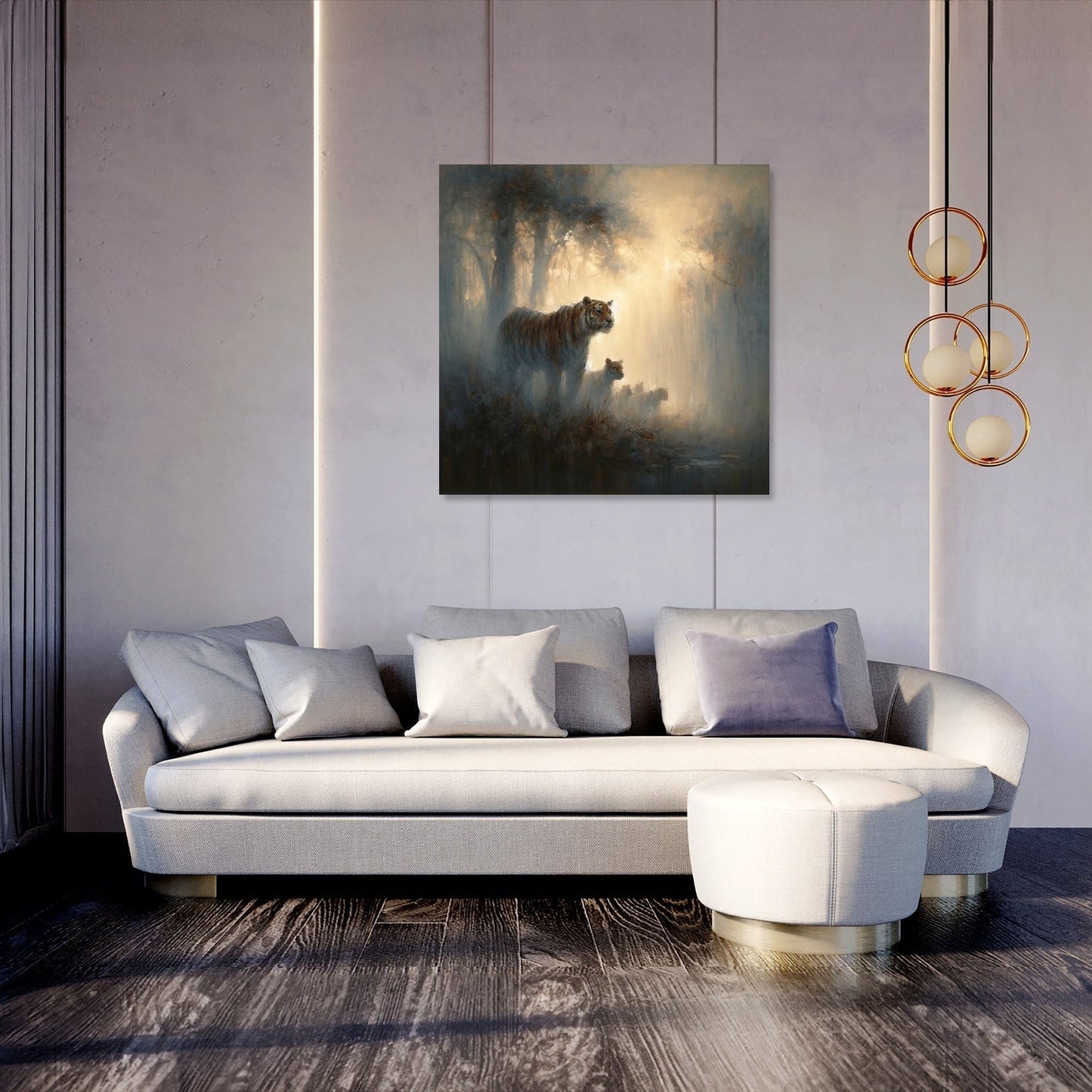 Tigers Family in the Mist Canvas