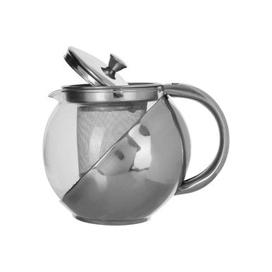 Infuser 650Ml Grey Stainless Steel And Glass Teapot