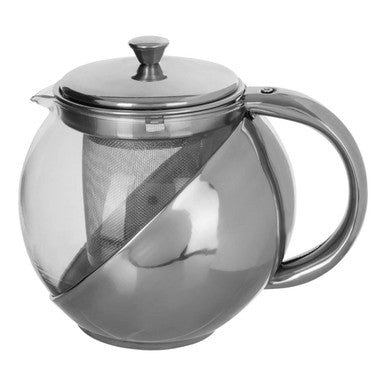 Infuser 650Ml Grey Stainless Steel And Glass Teapot