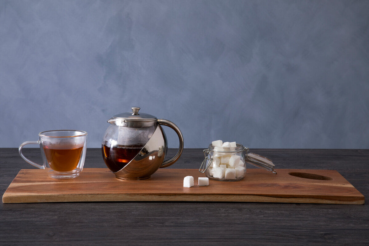 Infuser 650Ml Grey Stainless Steel And Glass Teapot