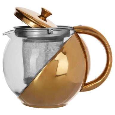 Miller Gold Finish Glass 600 Ml Teapot With Infuser