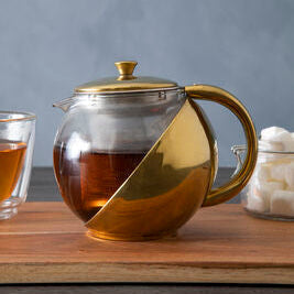 Miller Gold Finish Glass 600 Ml Teapot With Infuser