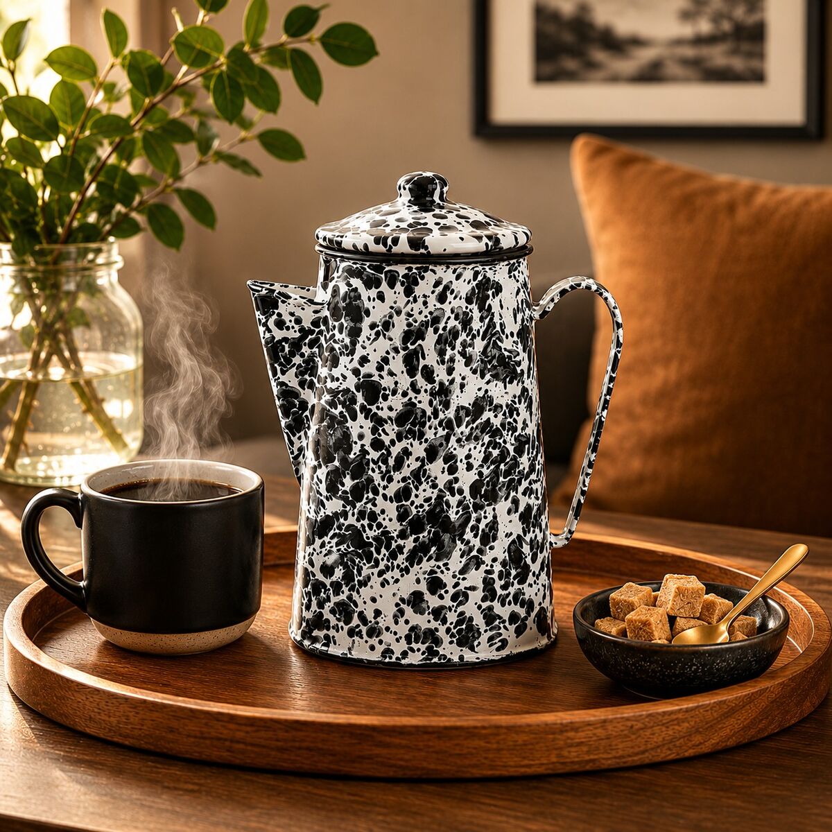 Black and White Patterned Coffee Pot | Hygge