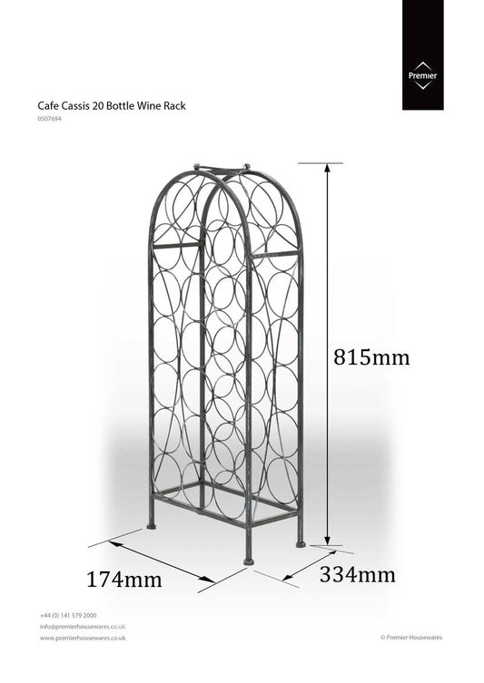 Cafe Cassis Grey 20 Bottles Wine Rack