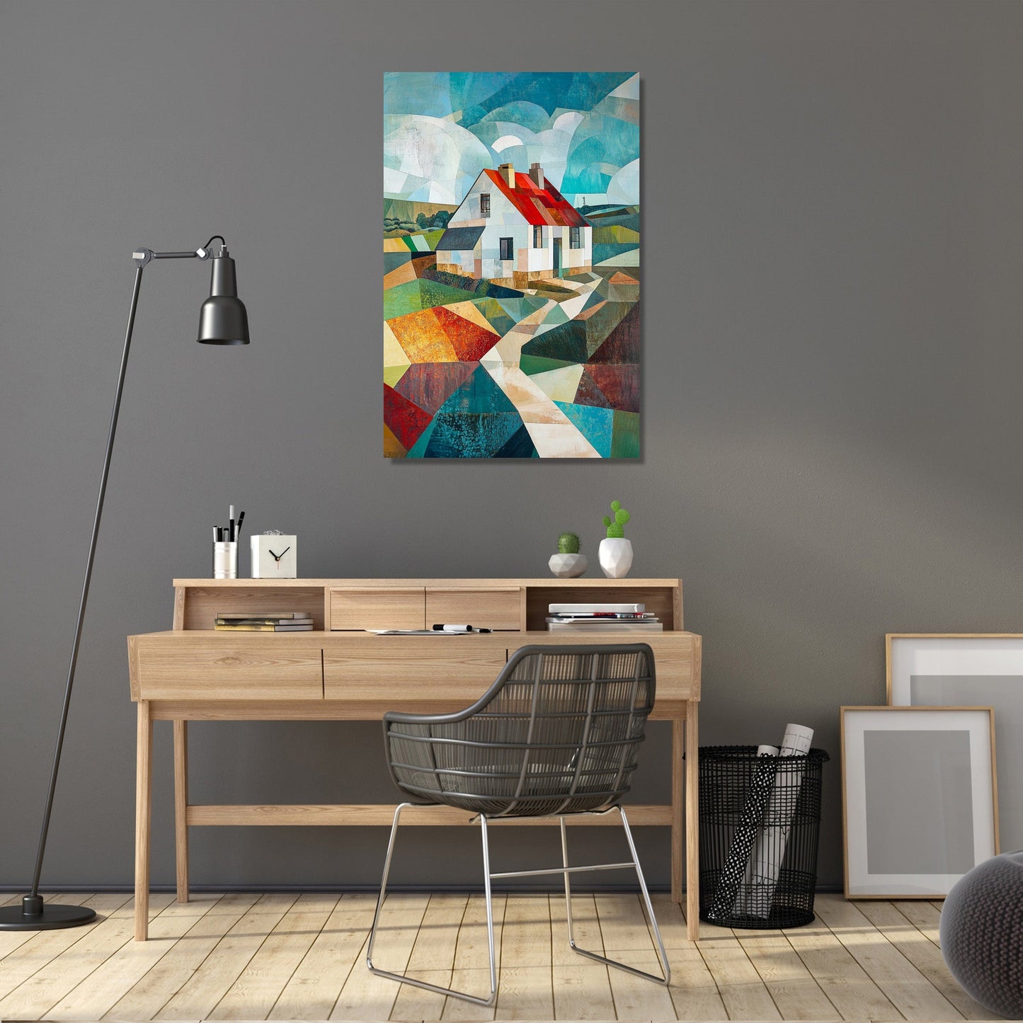 Geometric Countryside House Canvas