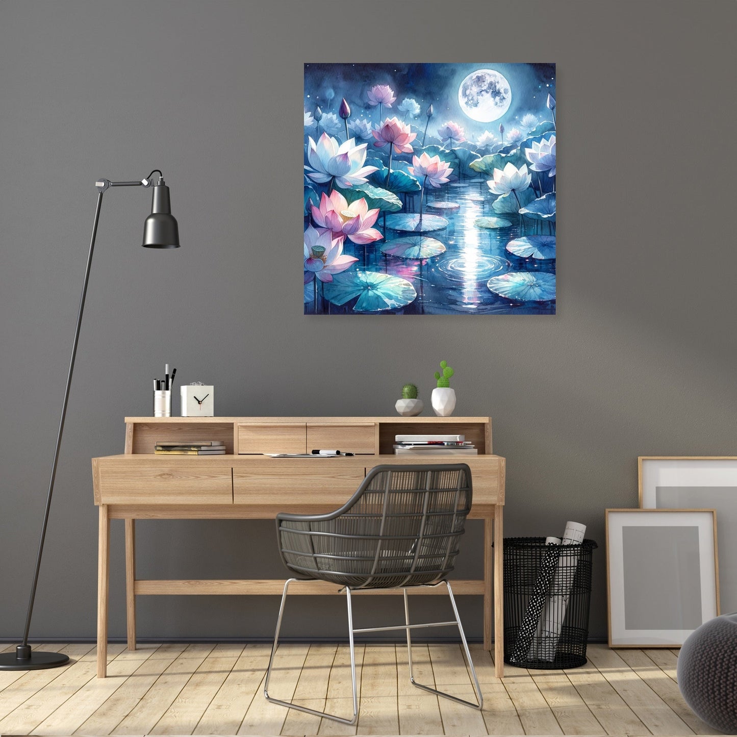 Moonlit Lotus Serenity Canvas