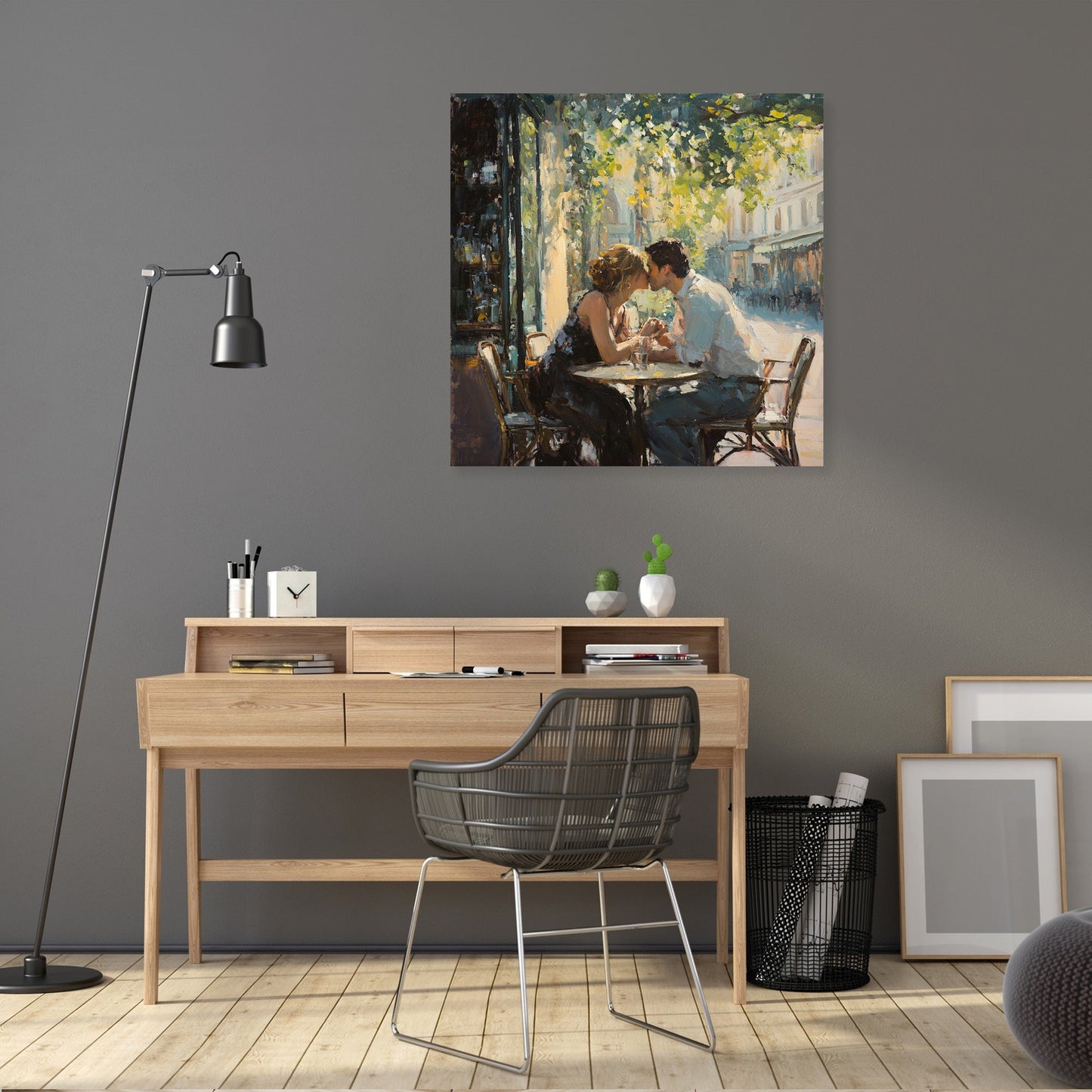 Lovers' Kiss Café Canvas