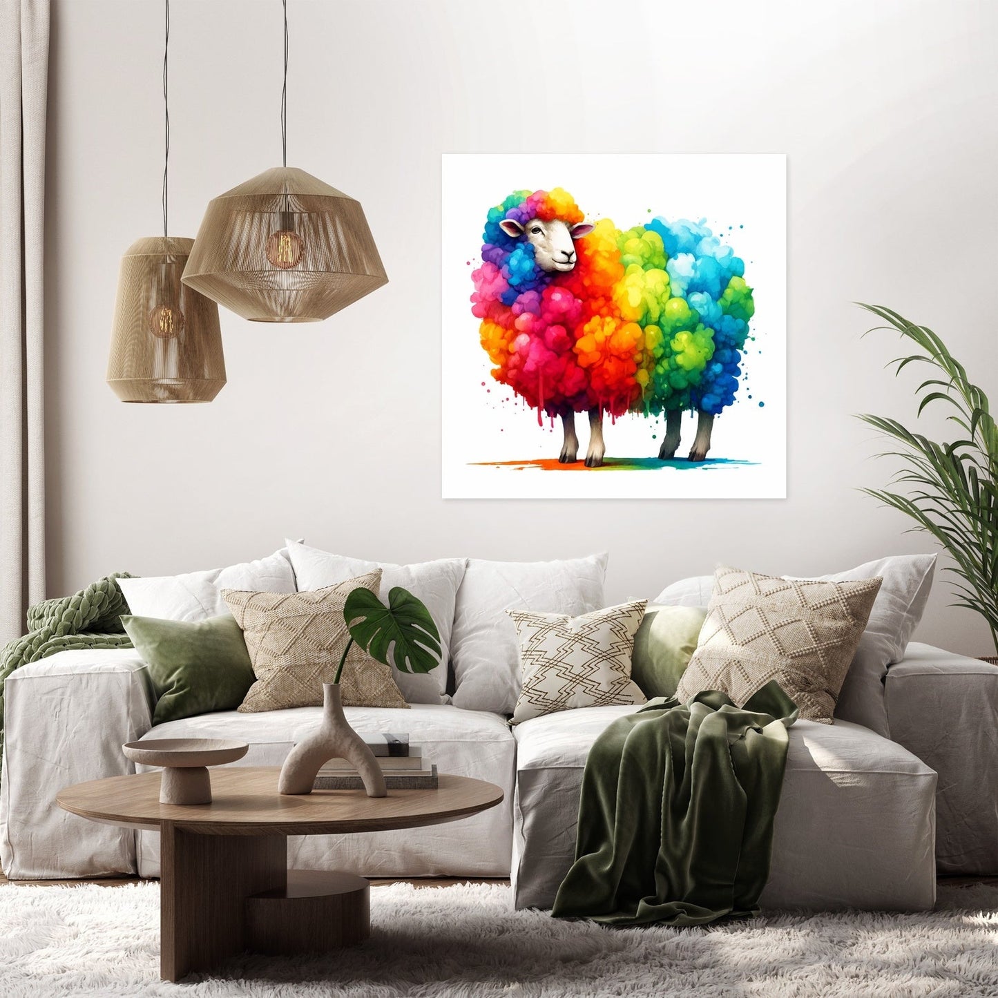 Rainbow Wool Sheep Canvas