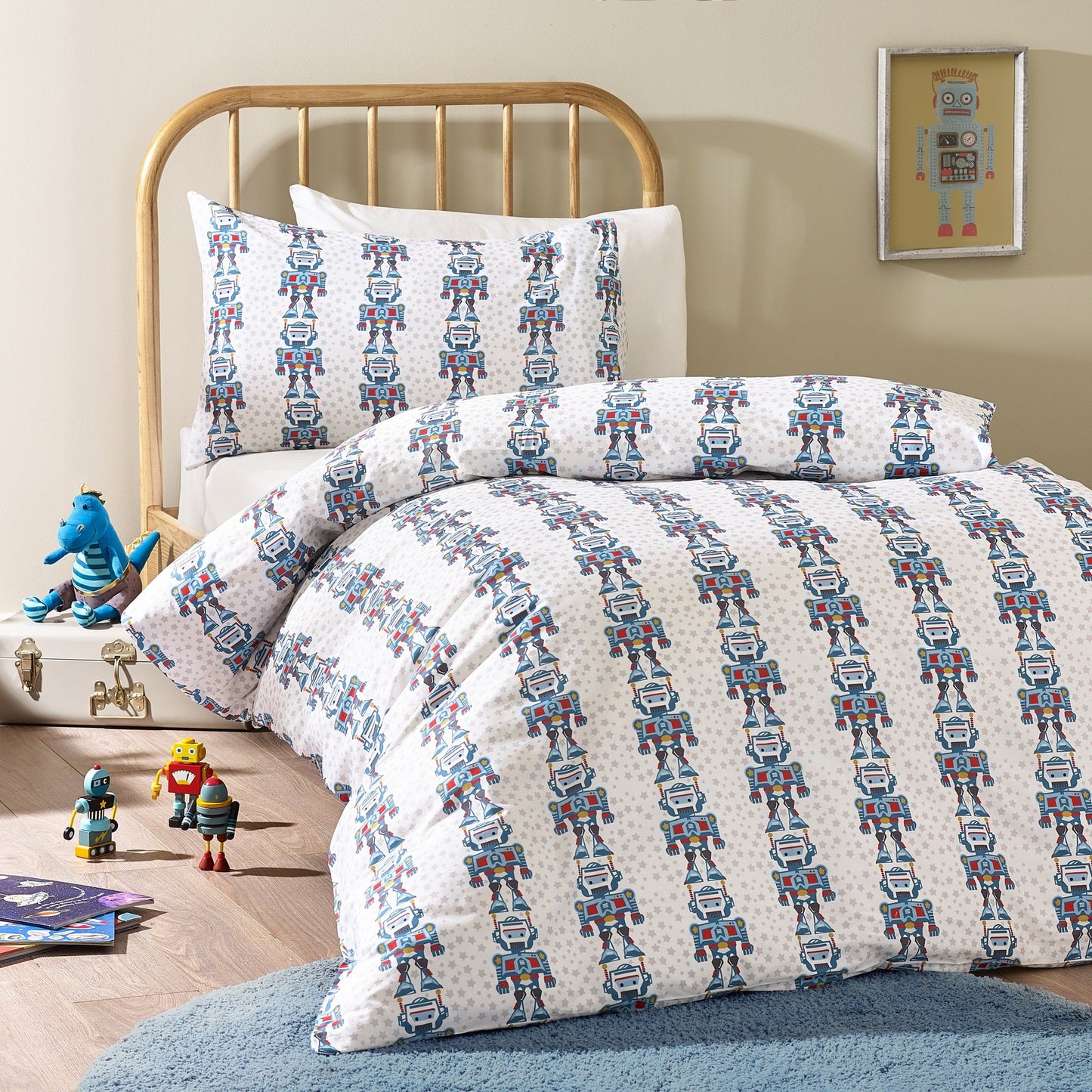 Robot Organic Cotton Duvet Cover & Pillowcase