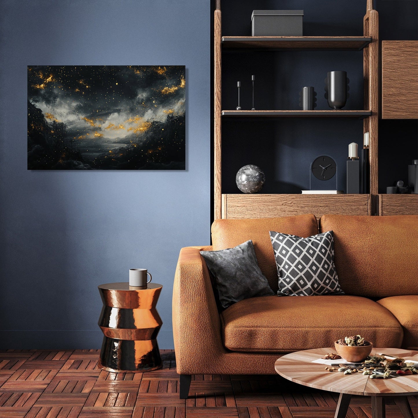 Golden Stars on Shadowed Canvas