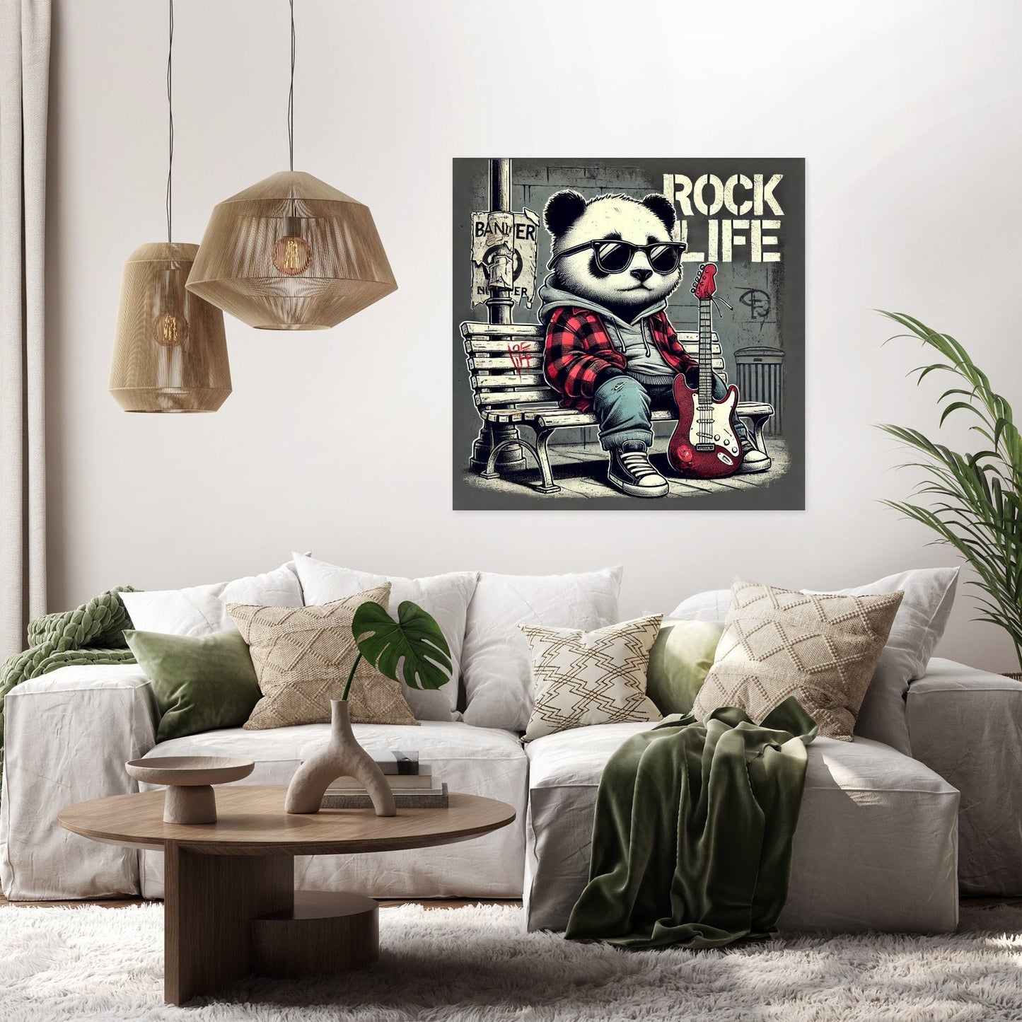 Rock Star Panda Canvas