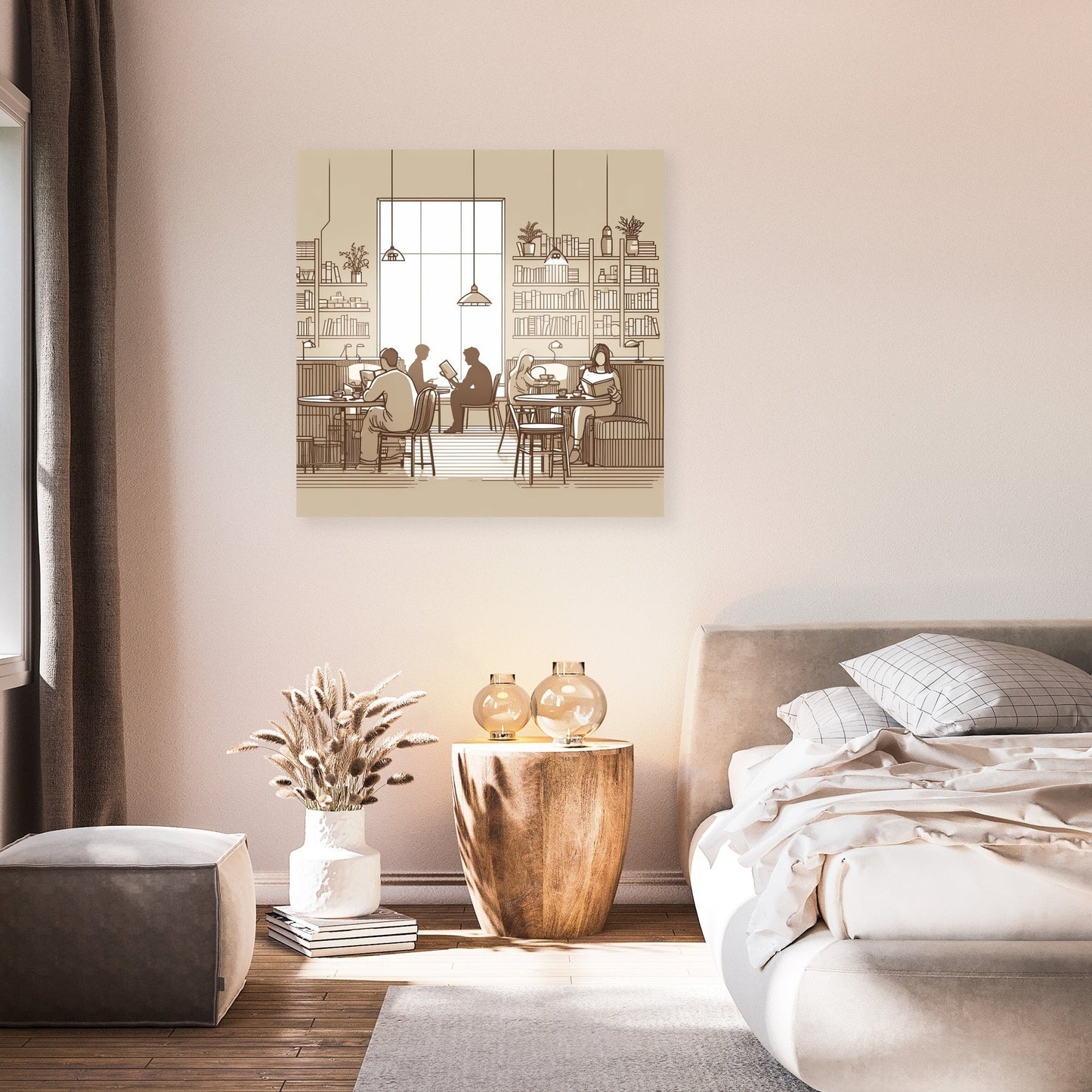 Literary Cafe in Muted Shades Canvas